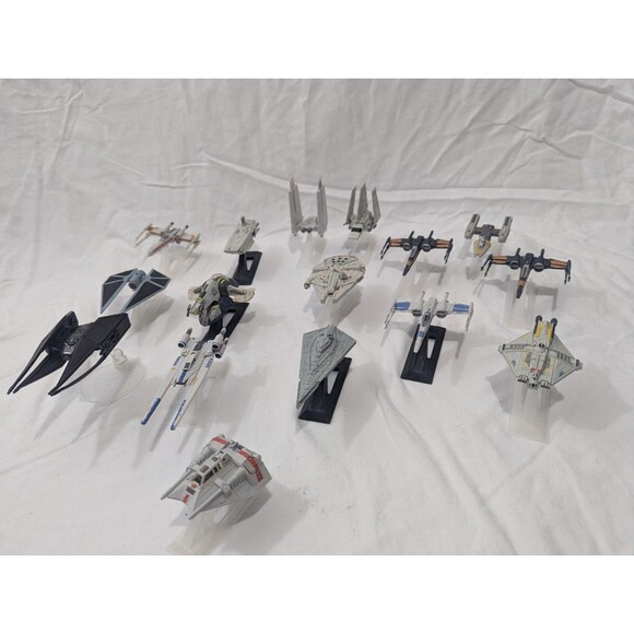 HUGE Lot of 16 Star Wars Metal Micro Machines Die-Cast Ships with Stands X-Wing - Picture 1 of 16